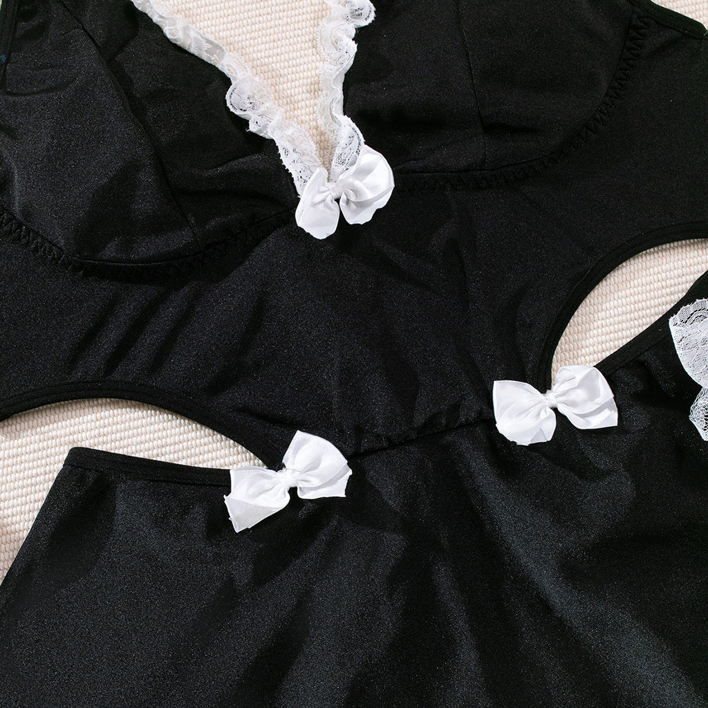 Sheer Mesh Backless Apron Lingerie Dress