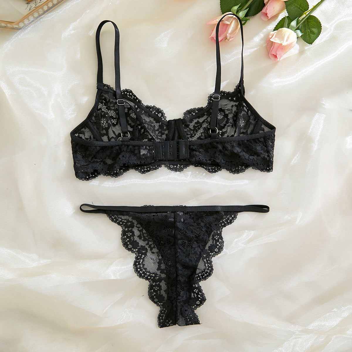 Spaghetti Strap Lace Sheer Sexy Lingerie Set