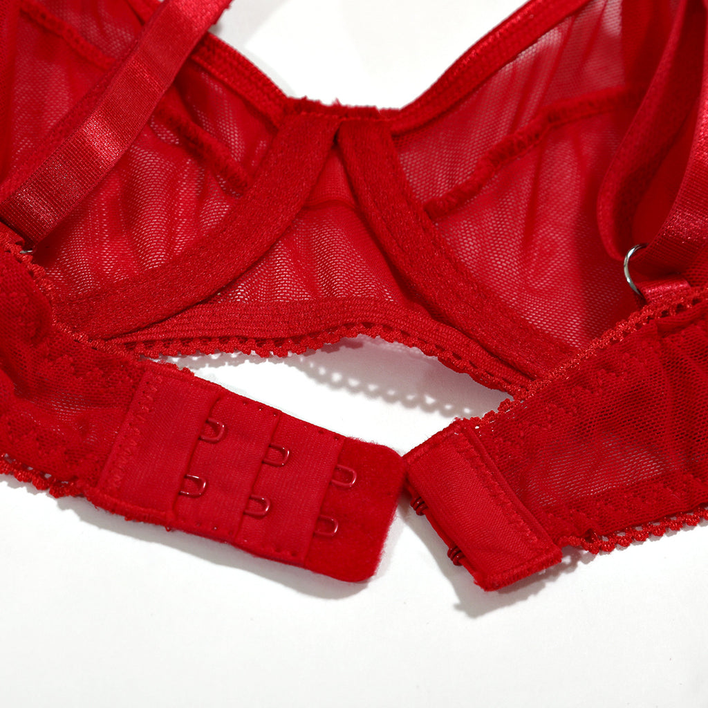 Sheer Mesh Cutout Cross-Strap Gathering