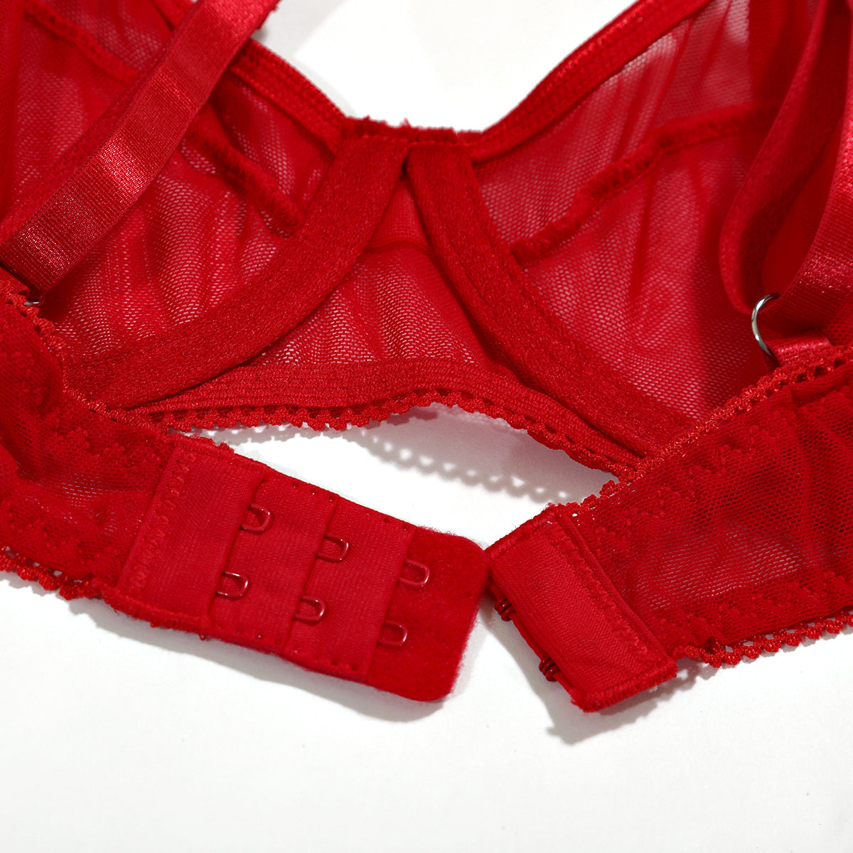 Sheer Mesh Cutout Cross-Strap Gathering