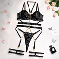 Leather Chain Halter Waist Seal Lingerie Set