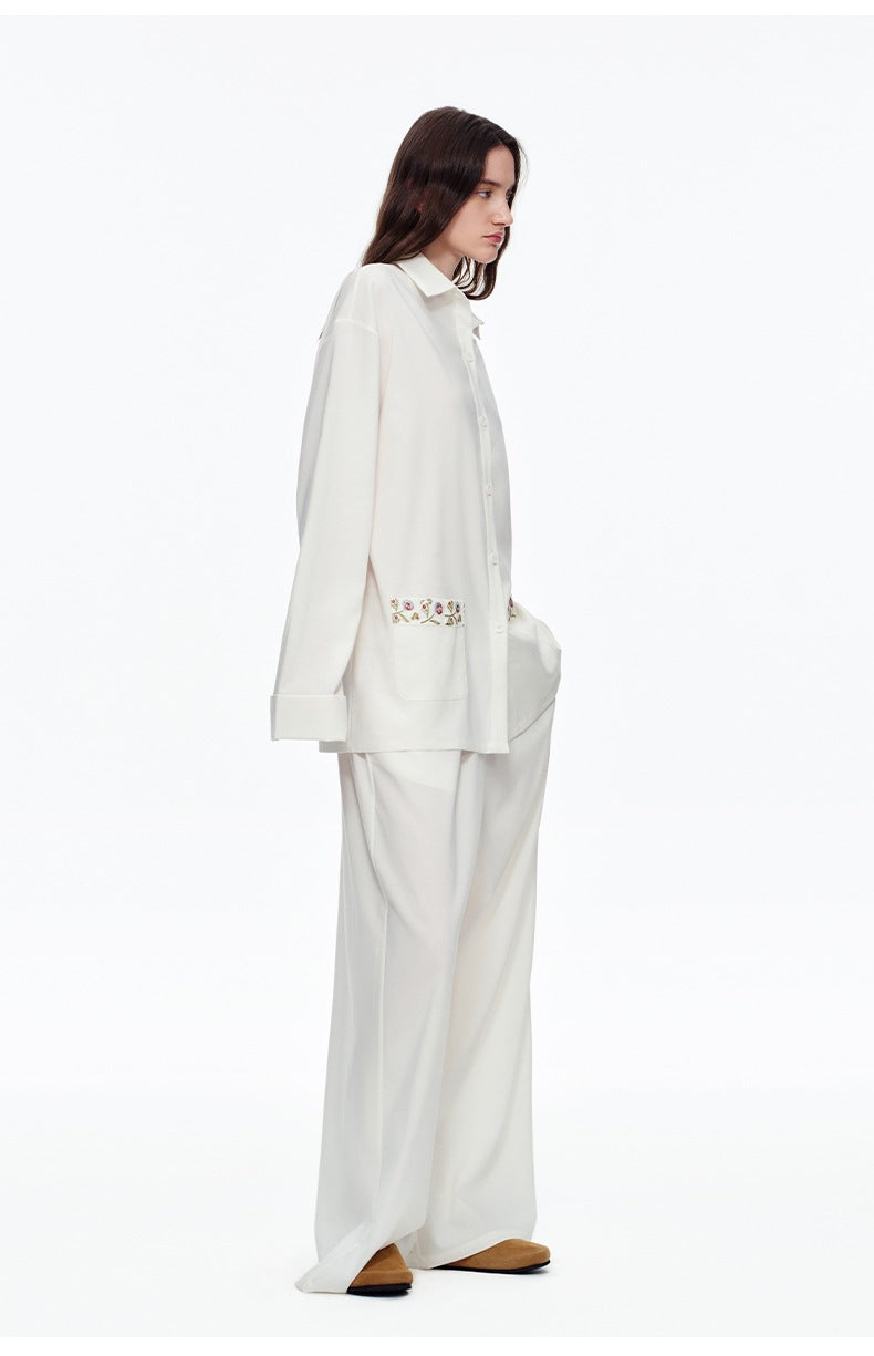 Lyocell Embroidery Long Sleeve Pajama Set | Loose Spring & Autumn Loungewear