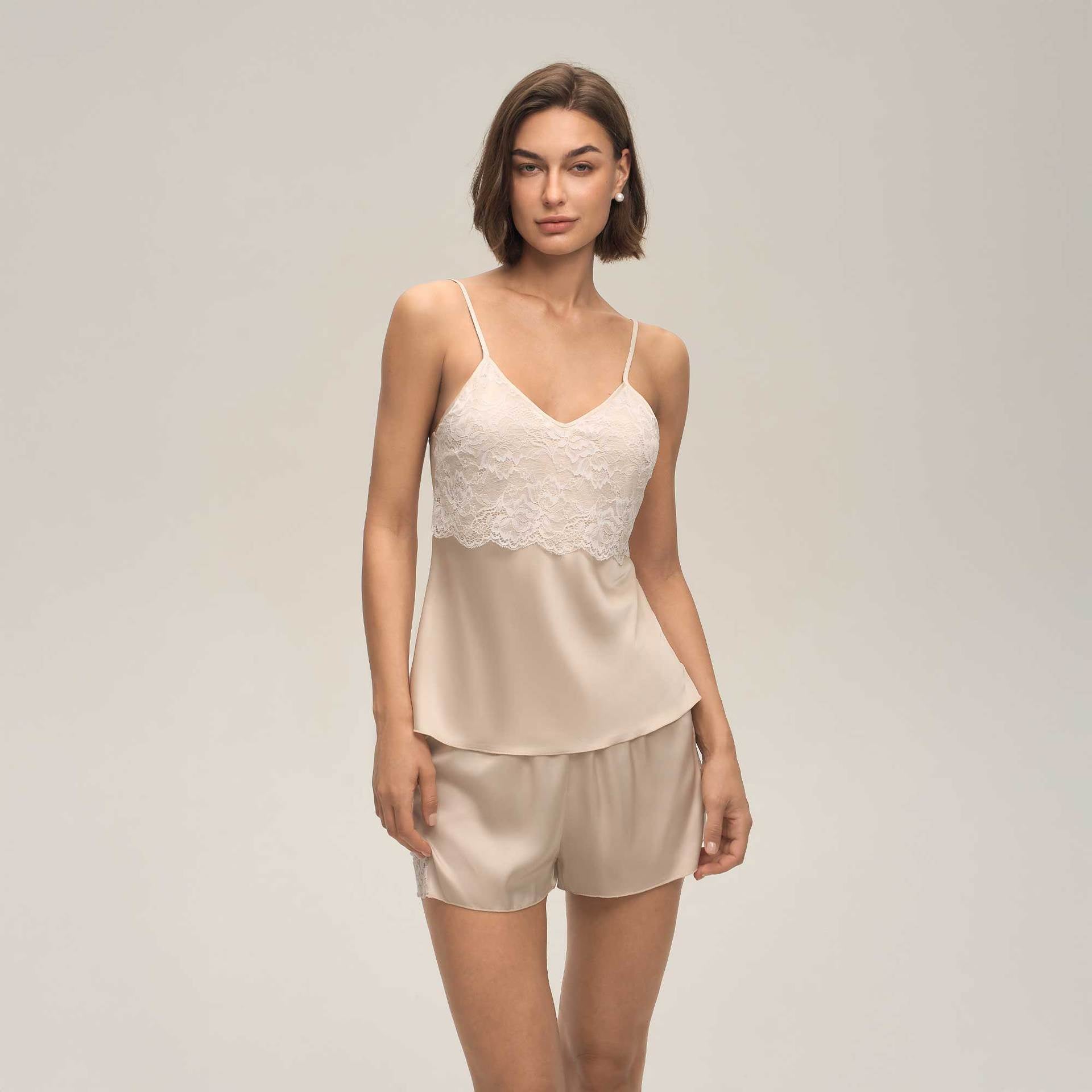 Lace Spaghetti Strap Shorts Casual Loungewear Set — Women's Homewear