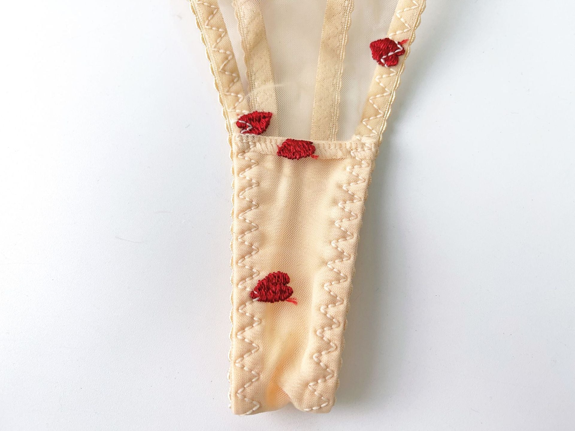 Milk Silk & Mesh Love Embroidery Lingerie Set | Five-Piece Contrast