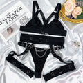 Metal Chain Hollow Bra & Leg Sock Set – Bundled, 4-Piece