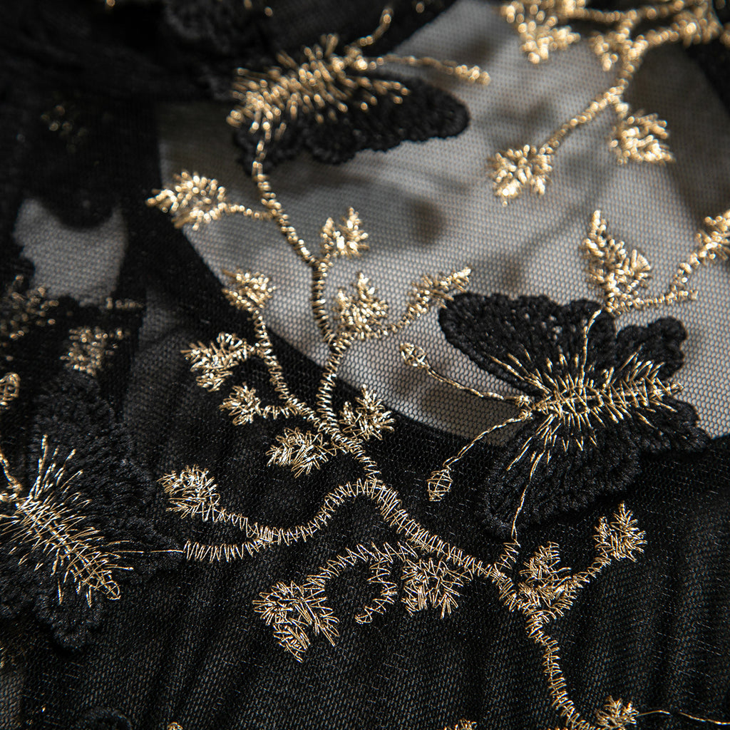 Butterfly Embroidery Slim Fit Bodysuit