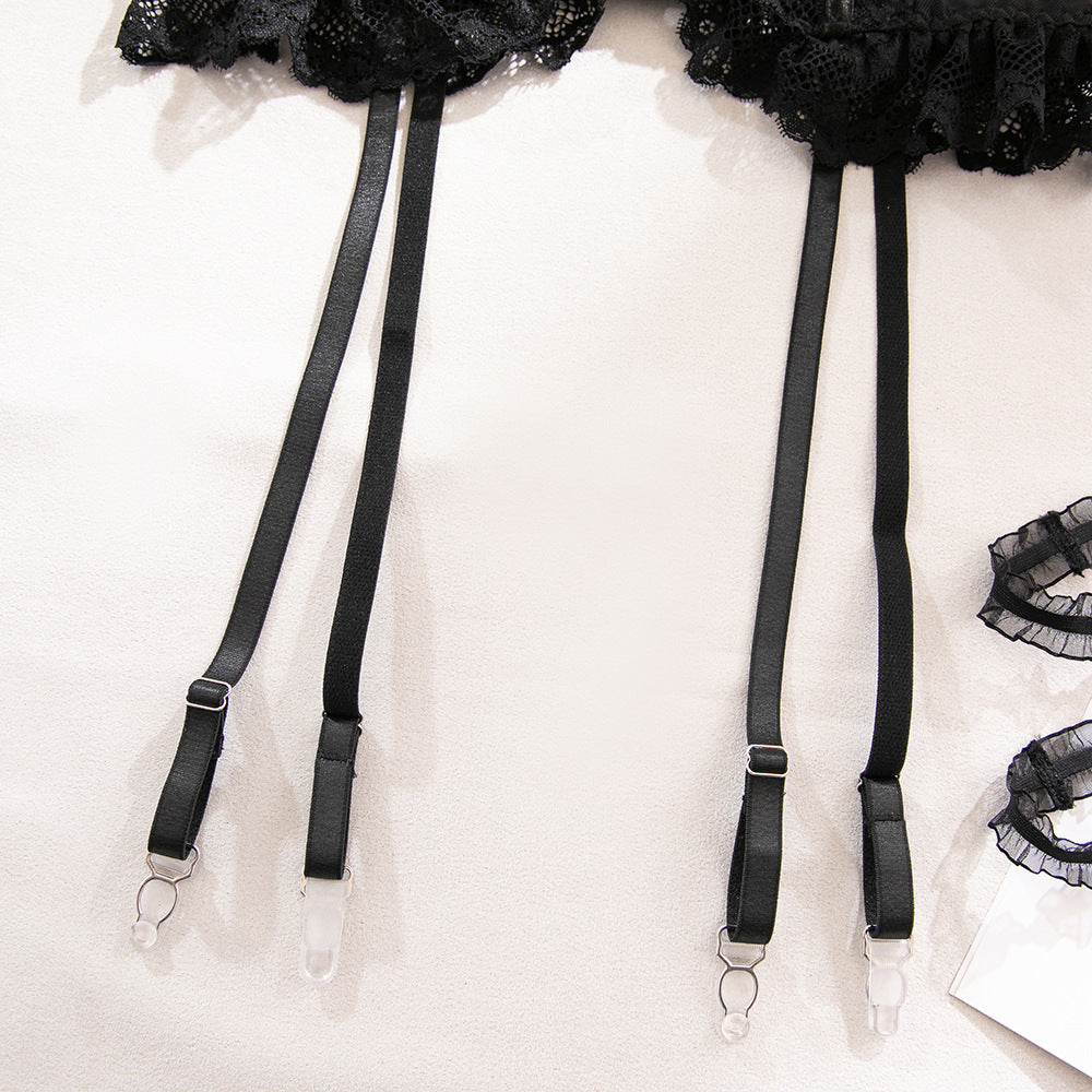 Black Lace Sheer Hollow-Out Bra & High-Waist Panty Set