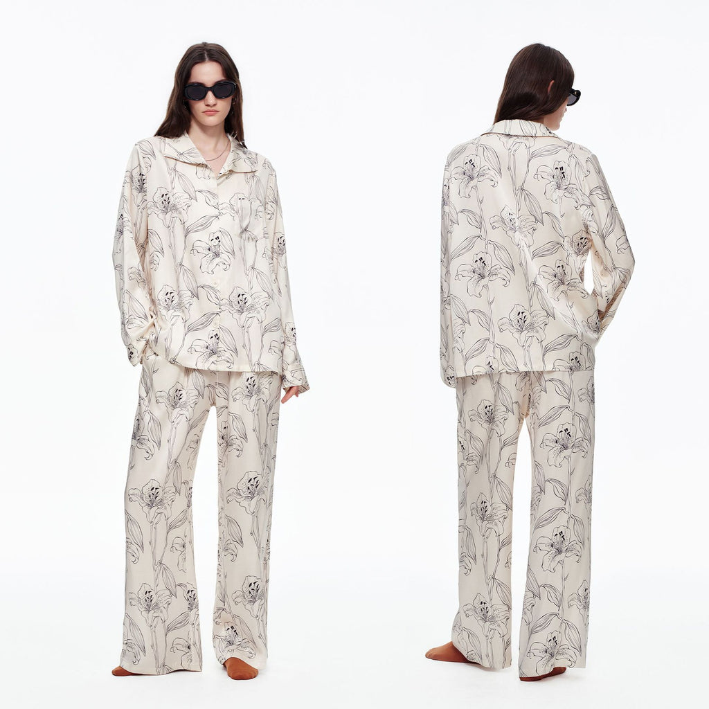 Printed Long Sleeve Pajama Set | Skin-Friendly Comfort Loungewear