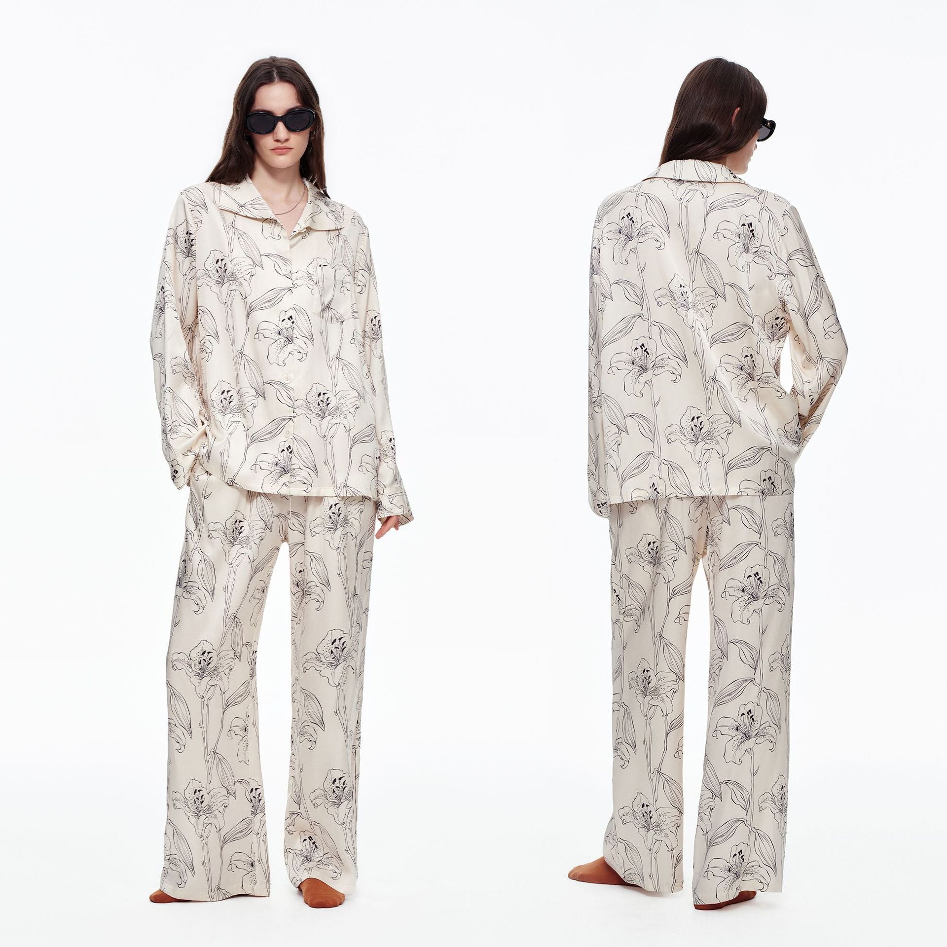Printed Long Sleeve Pajama Set | Skin-Friendly Comfort Loungewear