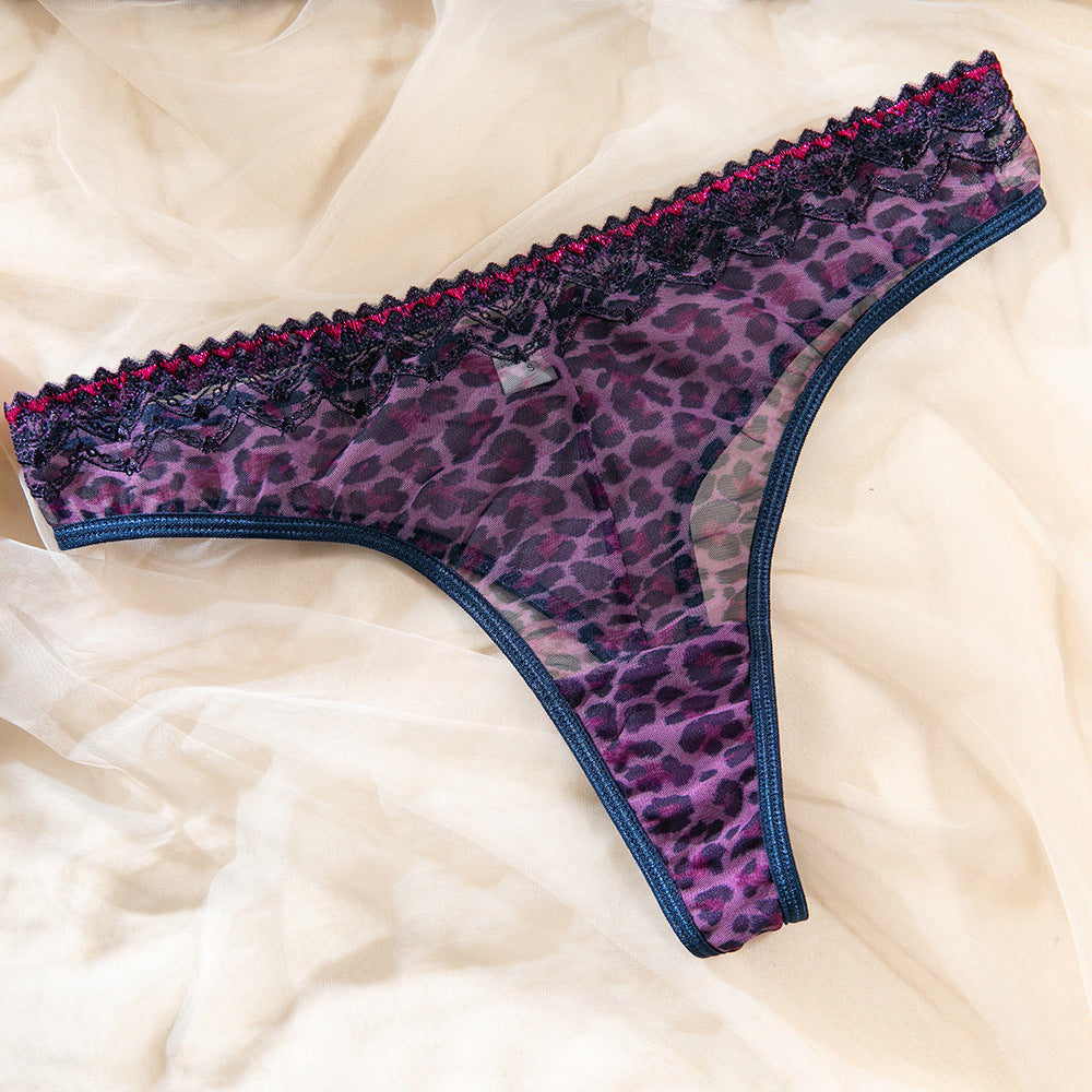 Purple French Colorblock Sheer Lingerie Set