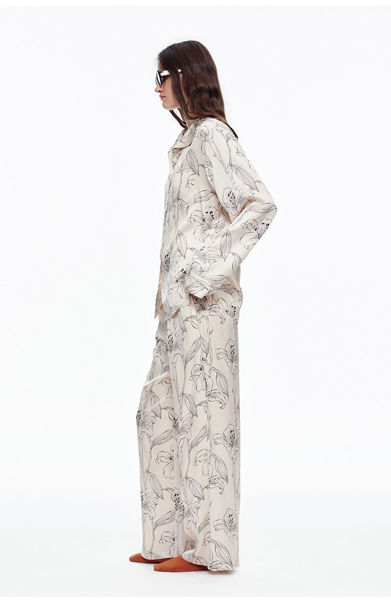 Printed Long Sleeve Pajama Set | Skin-Friendly Comfort Loungewear