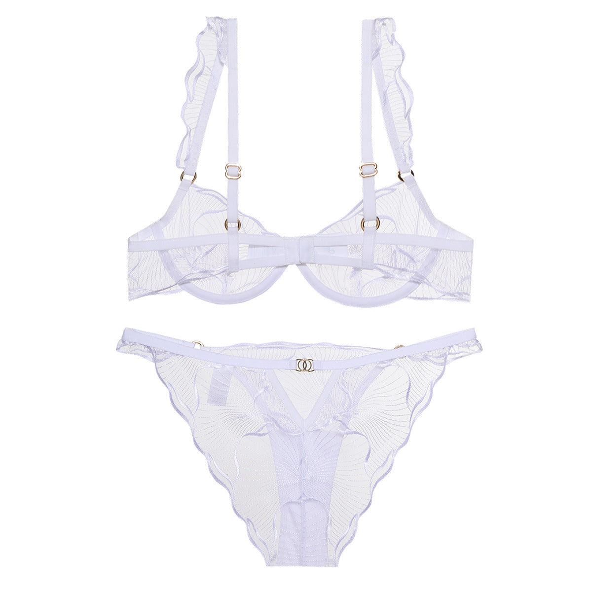 Sheer Lace Embroidered Lingerie Set