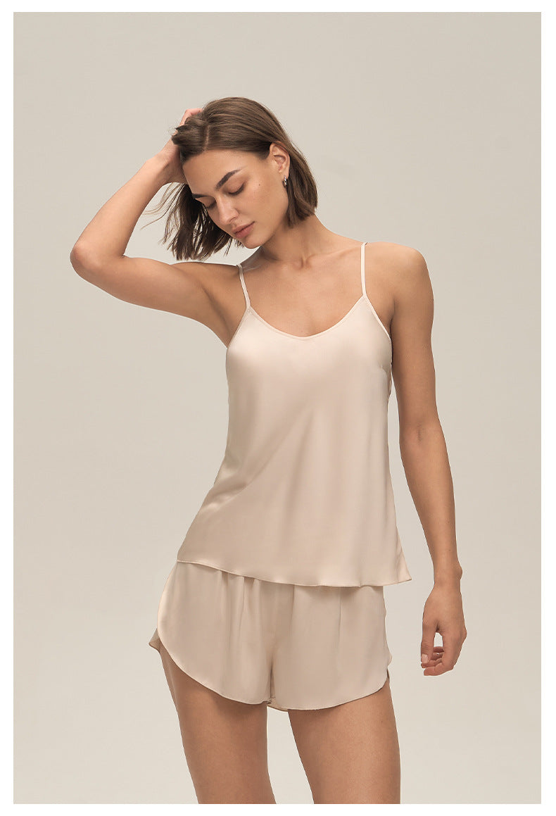 Satin Chiffon Spaghetti Strap Shorts Pajama Set — Sexy Summer Loungewear