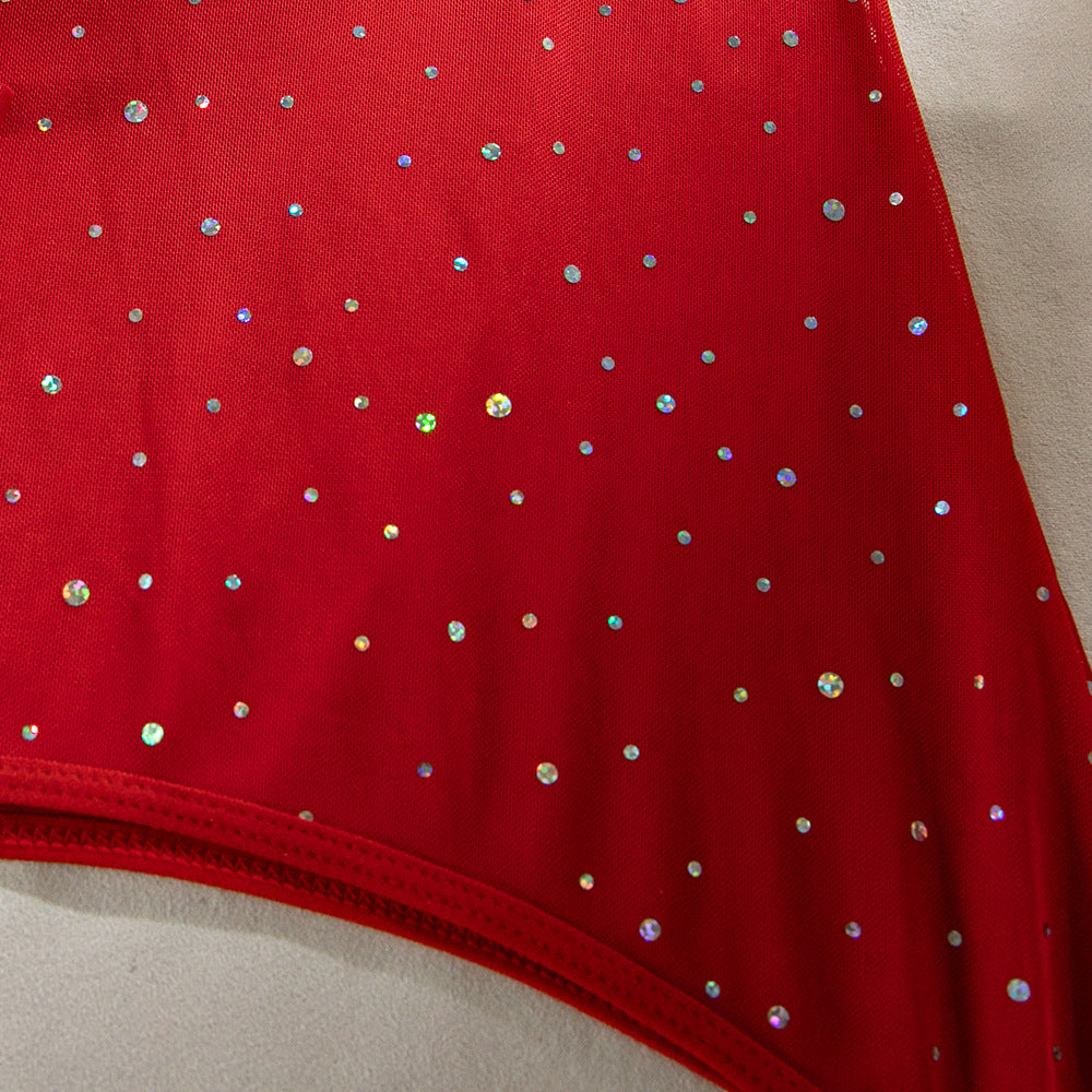 Sequin Underwire Gathering Glove Tie Three-Piece Set
