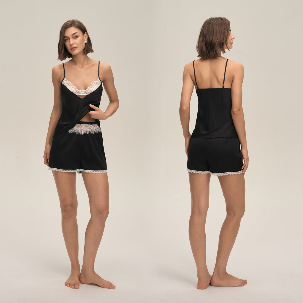 Lace Spaghetti Strap Shorts Loungewear Set — Casual & Comfortable Homewear