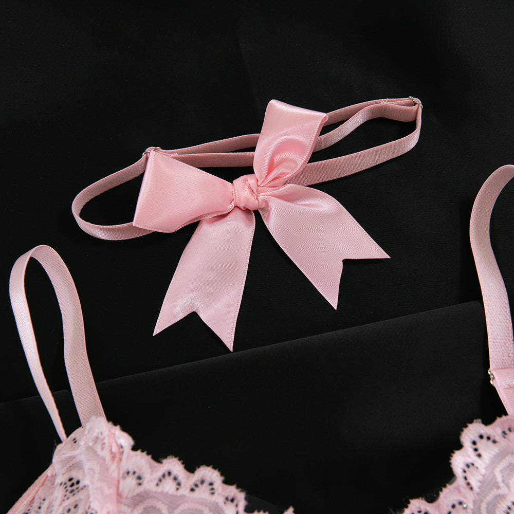 Floral Lace Cross-Strap Shaping Lingerie Set