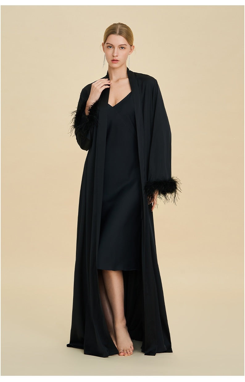 Amazon's new pajamas set women's spring and summer long nightgown suspender nightdress two-piece set women's loungewear women