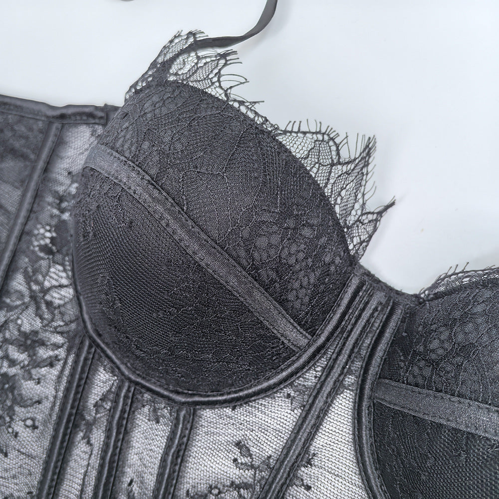 Open Back Lace Fishbone Corset Bra