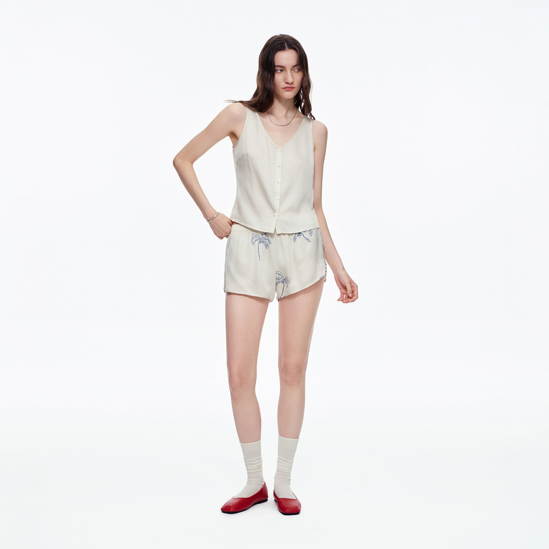 Silk Vest & Shorts Luxury Loungewear Set — Women's High-End Homewear