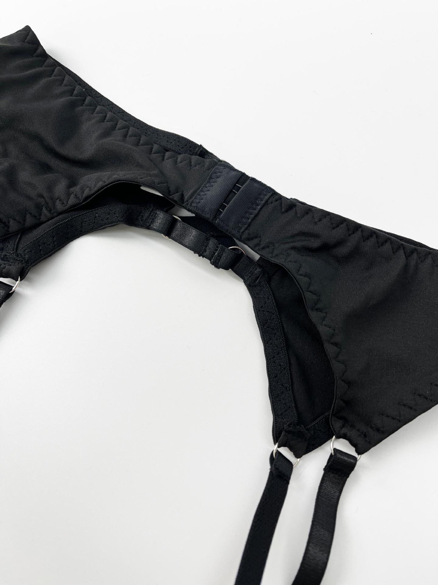 Bow Hollow Strap Lingerie Set – Ultra-Thin, with Leg Socks & Gloves