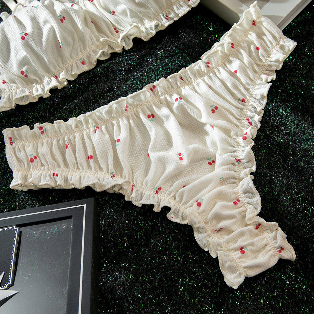 Printed Ruffle Gathering Lingerie Set