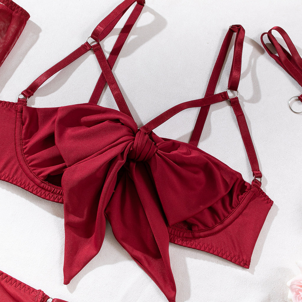 Vixen Bow Underwire Lingerie Set with Gloves