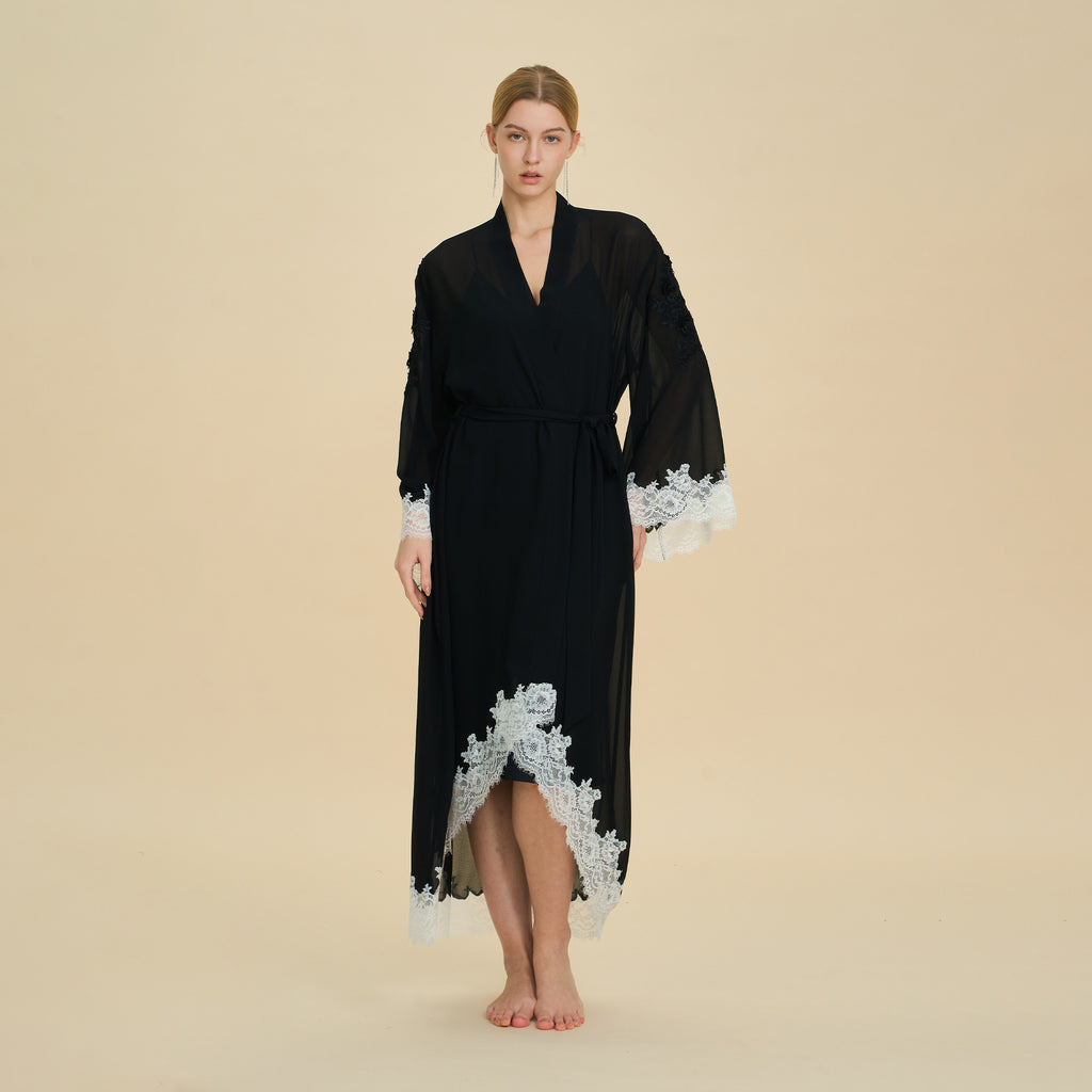 Chiffon Short Morning Robe | Sheer Loungewear for Women