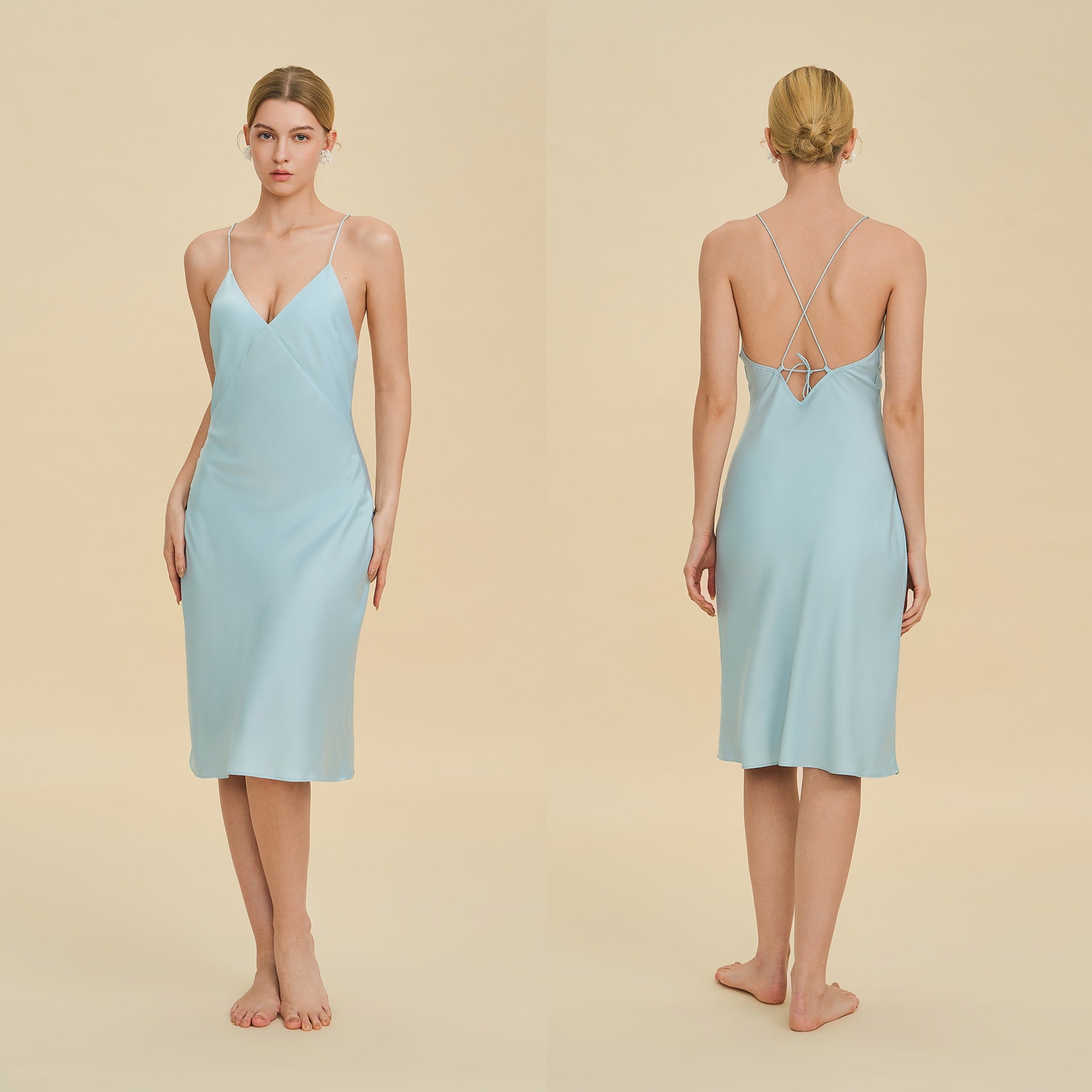 Backless V-Neck Spaghetti Strap Short Nightdress | Sexy Summer Sleepwear