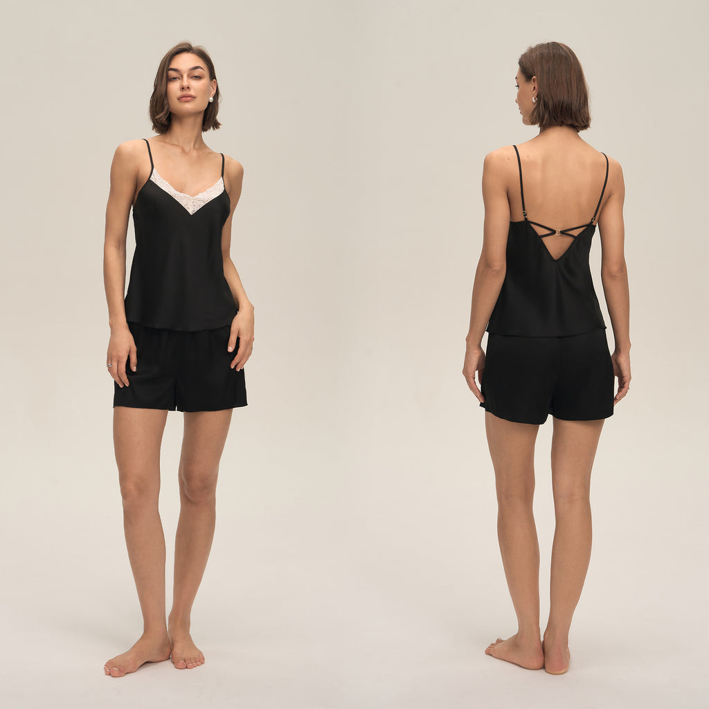 Lace Spaghetti Strap Shorts Pajama Set — Comfortable Summer Loungewear