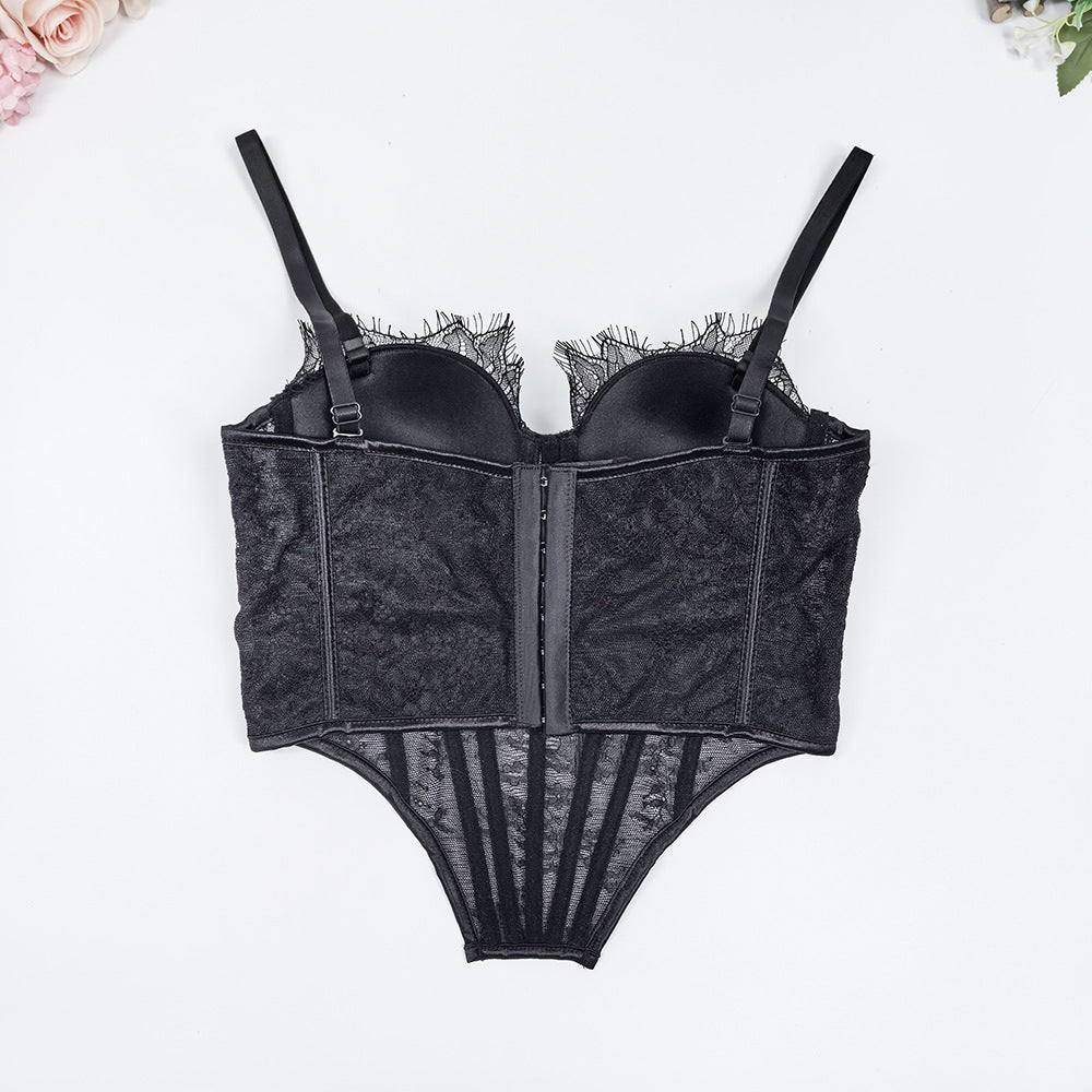 Open Back Lace Fishbone Corset Bra