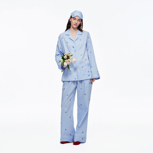Blue Zebra Print Luxury Two-Piece Loungewear Set | Casual Home Outfit – Luxury Lingerie – Sheer Secret