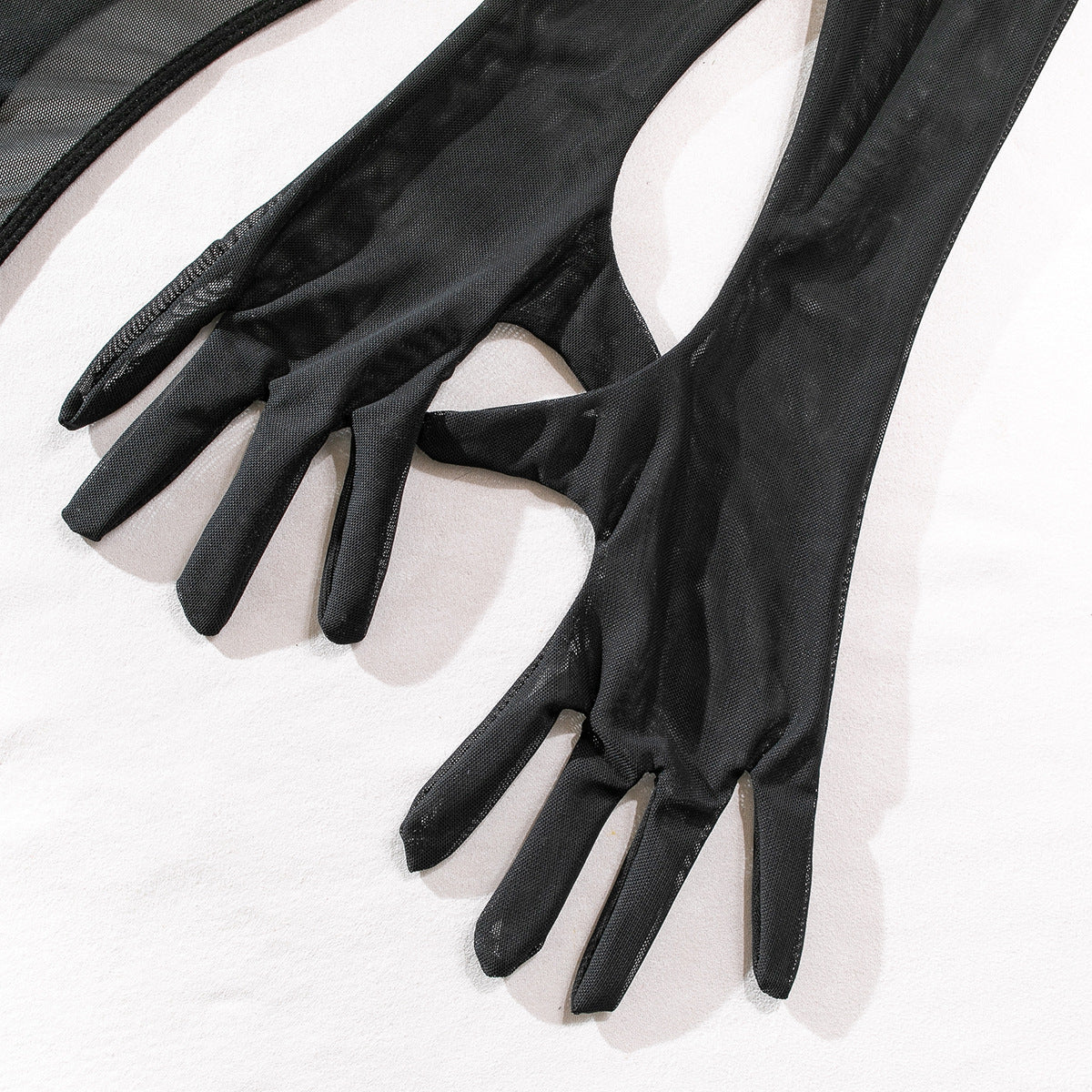 Sheer Mesh Bodysuit with Gloves | Slim-Fit Hip-Lift Lingerie Onesie