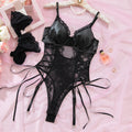 Lace PU Leather Underwire Bodysuit