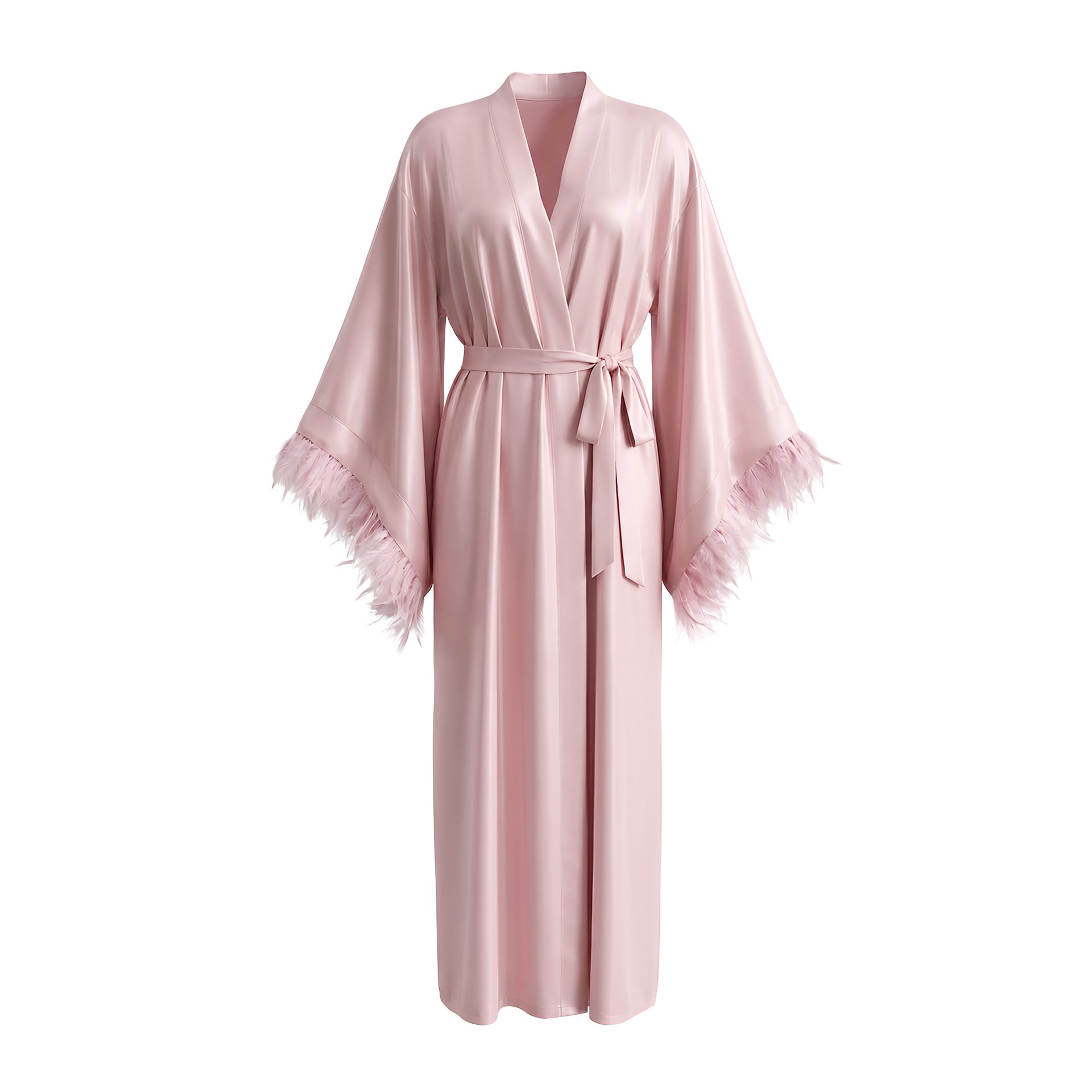 French Feather Trim Luxury Robe | Bridal & Bridesmaid Morning Gown