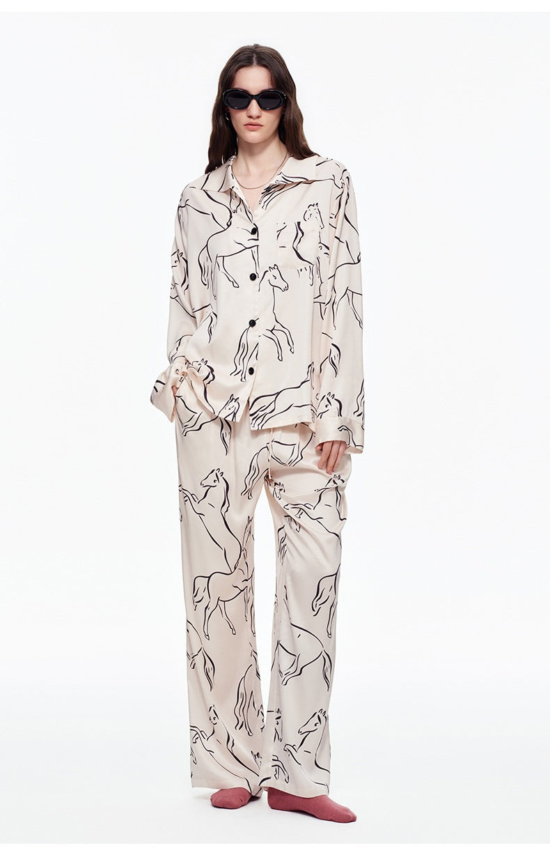 Printed Long Sleeve Pajama Set | Skin-Friendly Comfort Loungewear