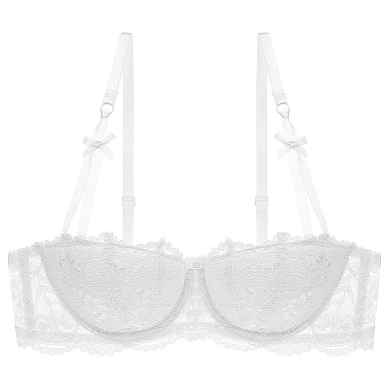 Half-Cup Lace Bra Set – Gather, Push-Up, Anti-Sag | Top or Se