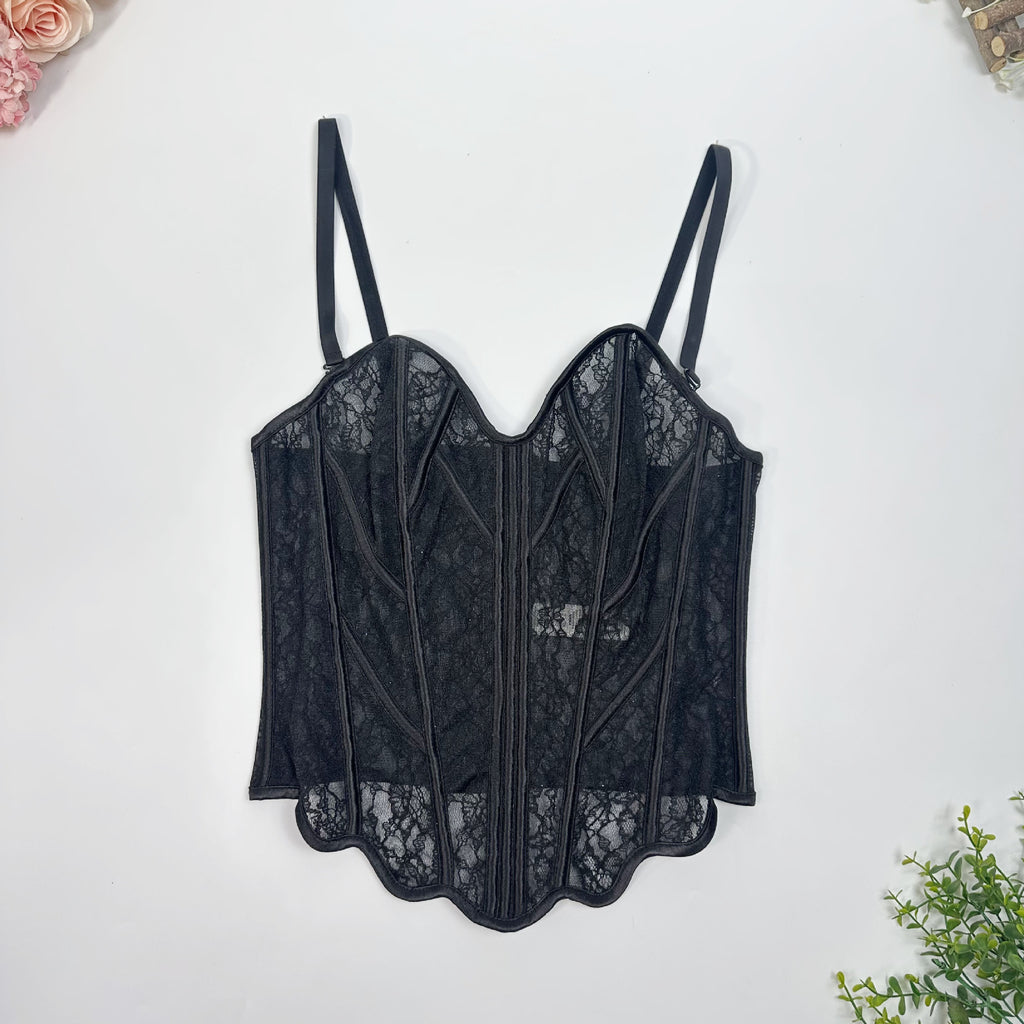 French Style Hollow Lace Fishbone Corset Bra
