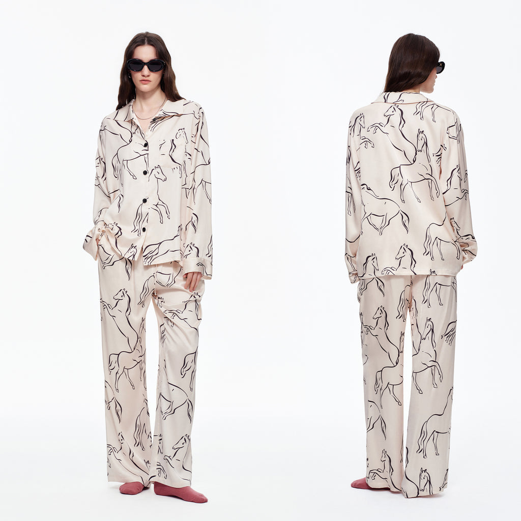 Printed Long Sleeve Pajama Set | Skin-Friendly Comfort Loungewear