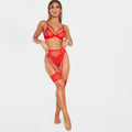 Sheer Mesh Sexy Five-Piece Lingerie Set with Stockings