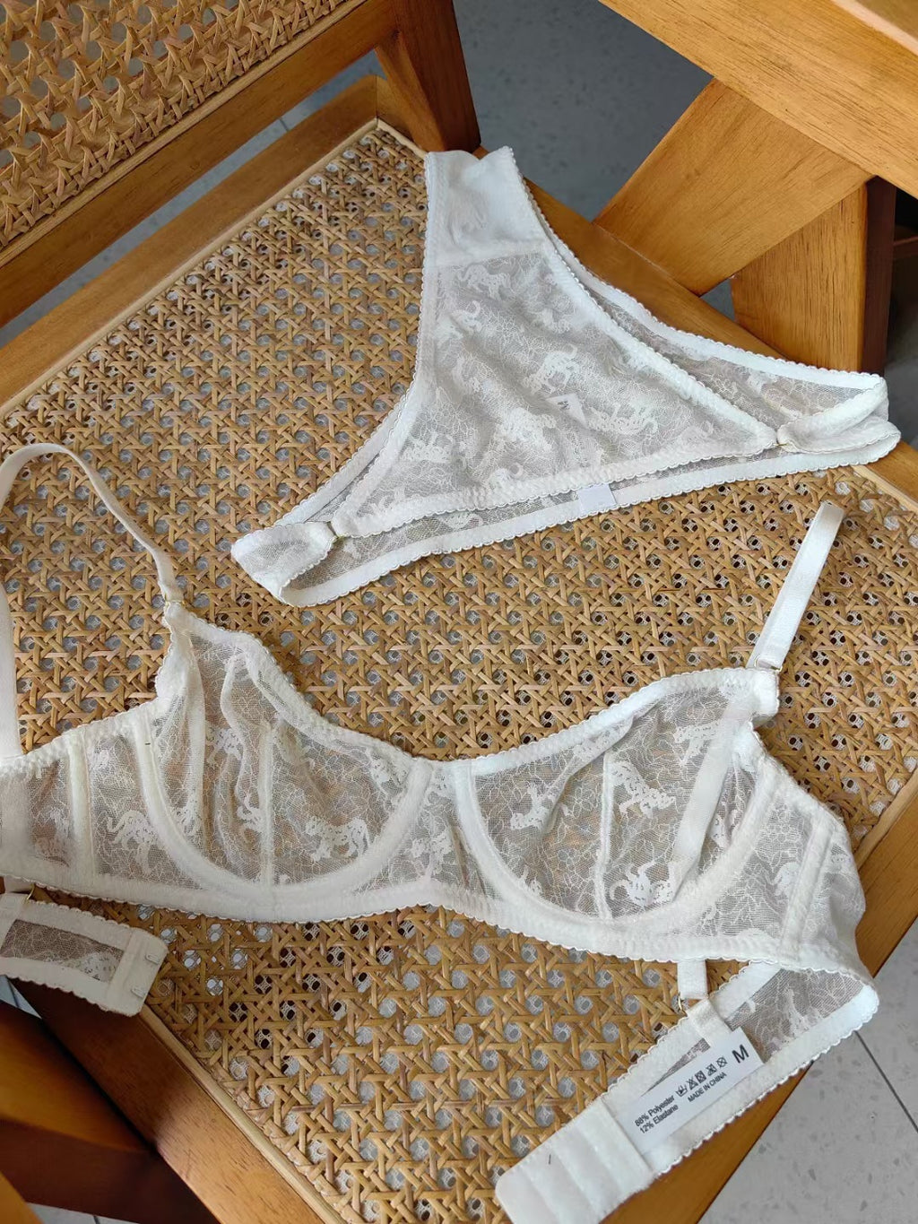 Jacquard Lace Ultra-Thin Sheer Lift Anti-Sag Bra Set