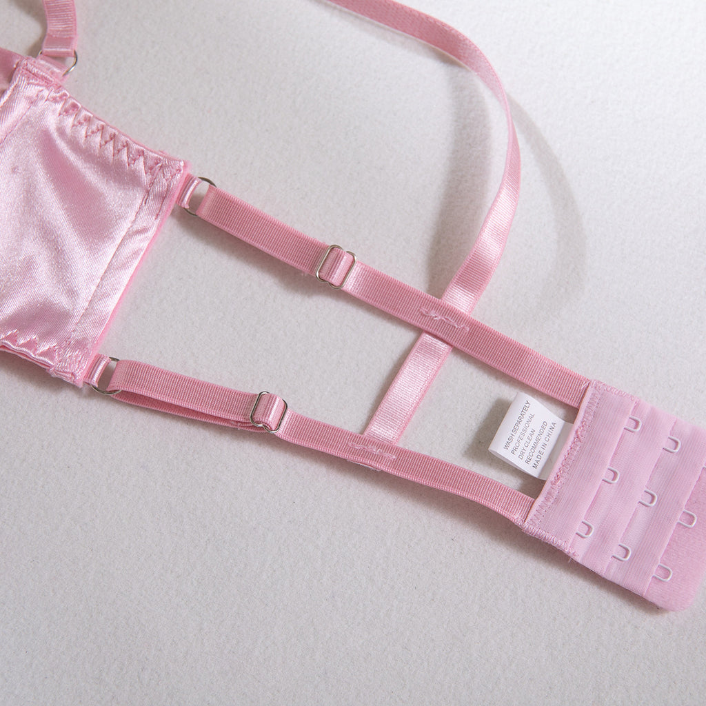 AliExpress hot-selling lingerie steel ring hollow sexy breast satin satin belt leg ring three pieces