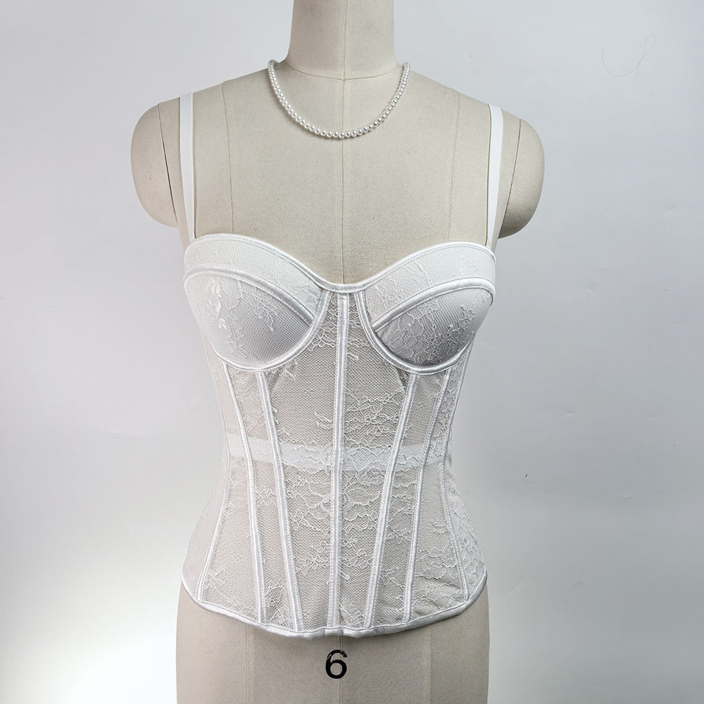 Back Hook Lace Fishbone Corset Bra