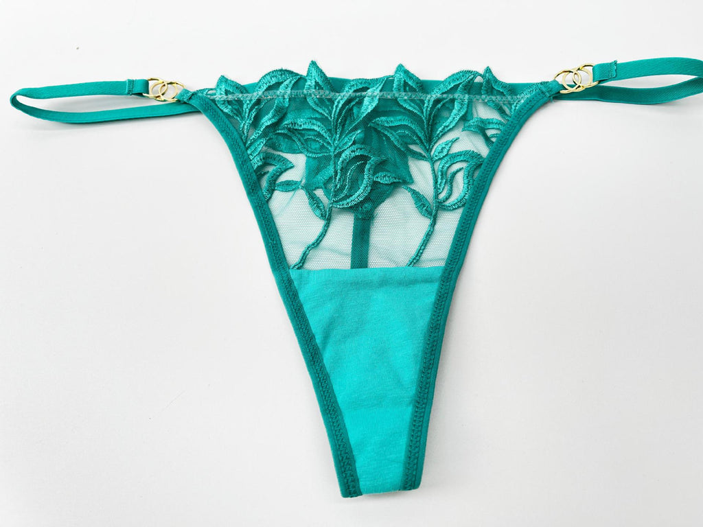 Embroidery Lace Anti-Sag Bra Set – Sheer, Full Coverage, with Thong