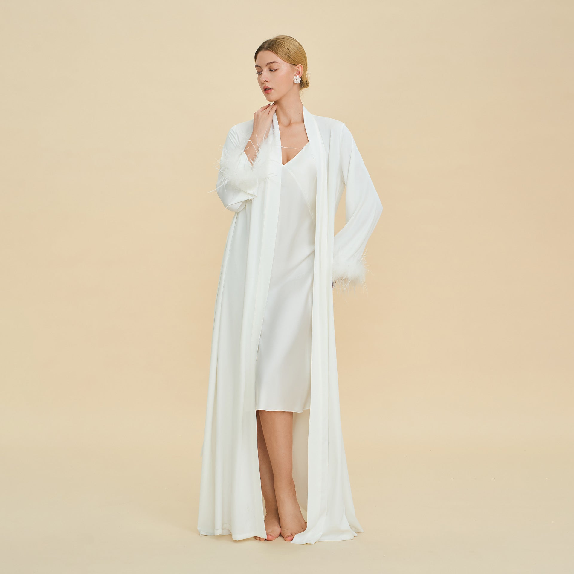 Amazon's new pajamas set women's spring and summer long nightgown suspender nightdress two-piece set women's loungewear women