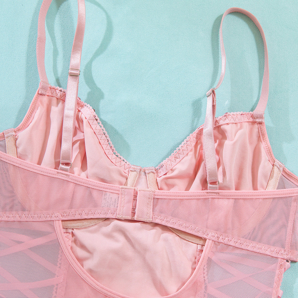 Pink Sequin Butterfly Strap Bodysuit | Sculpting Gather Onesie