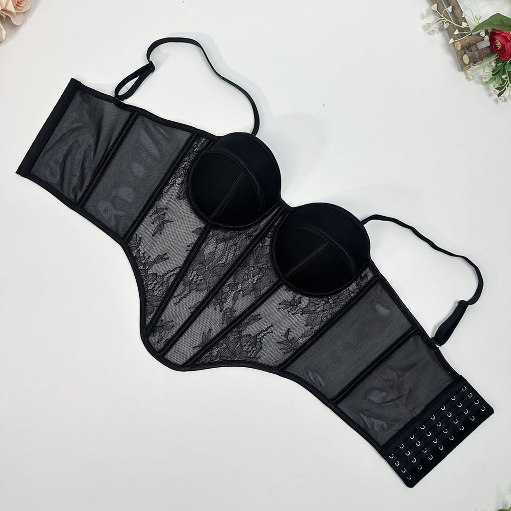 Breathable Open Back Lace Fishbone Corset Bra