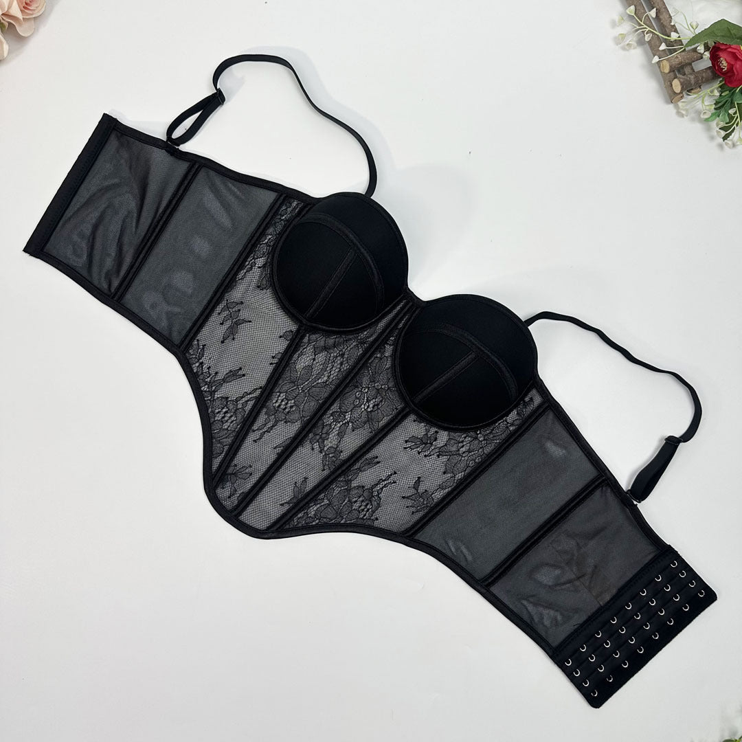 Breathable Open Back Lace Fishbone Corset Bra