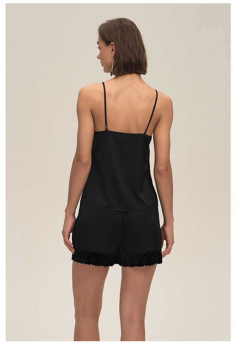 Lace Spaghetti Strap Shorts Casual Loungewear Set — Comfortable Homewear