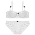 Half-Cup Embroidered Lace Push-Up Bra Set – Ultra-Thin, Enhancing | 4 Colors