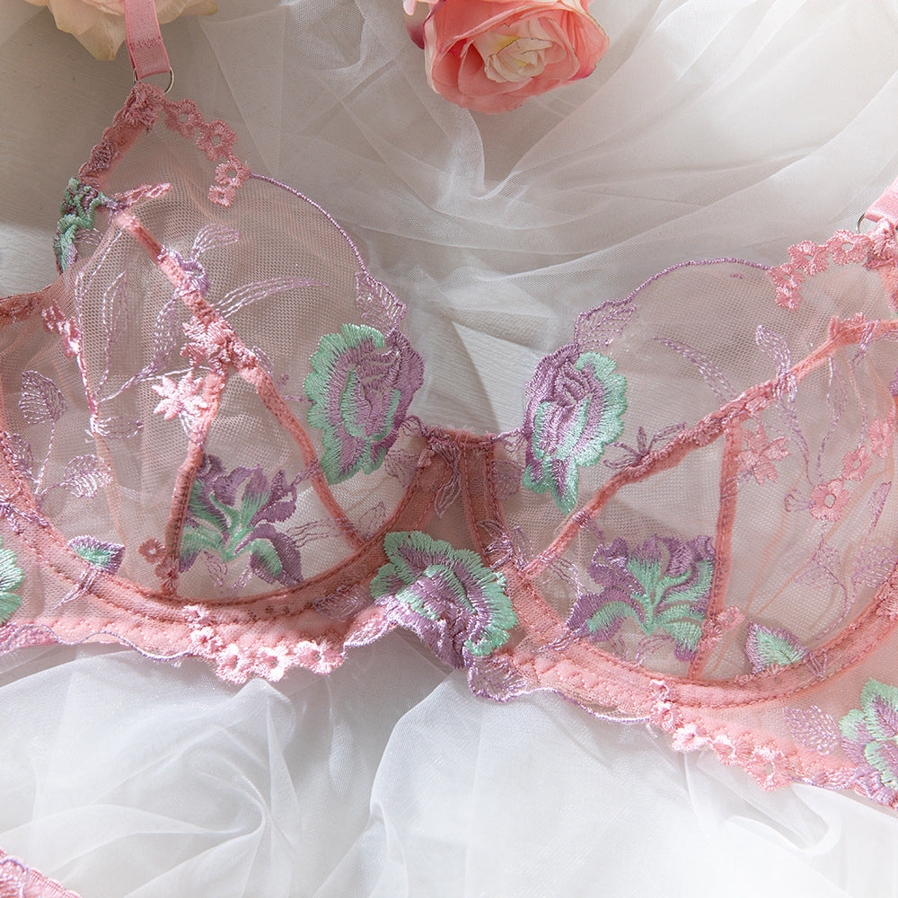 Fleur Lace Embroidery Underwire Lift Bra Set